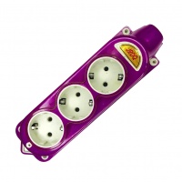Колодка на 3 розетки, фиолетовая