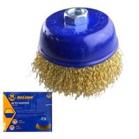 Щетка чашечная для УШМ 100 мм (4), латунированная, волнистая проволока,"MAXIMUM" MX 17733